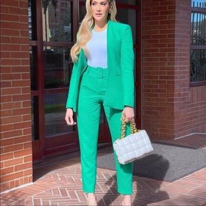 ZARA LAPELLESS SUIT BLAZER SET